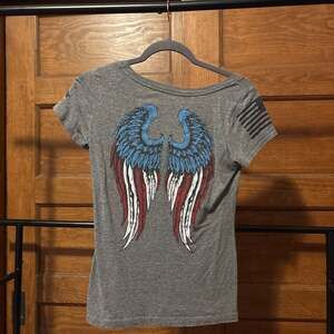 Grunt Style Women's Freedom Angel Short Sleeve Casual Shirt